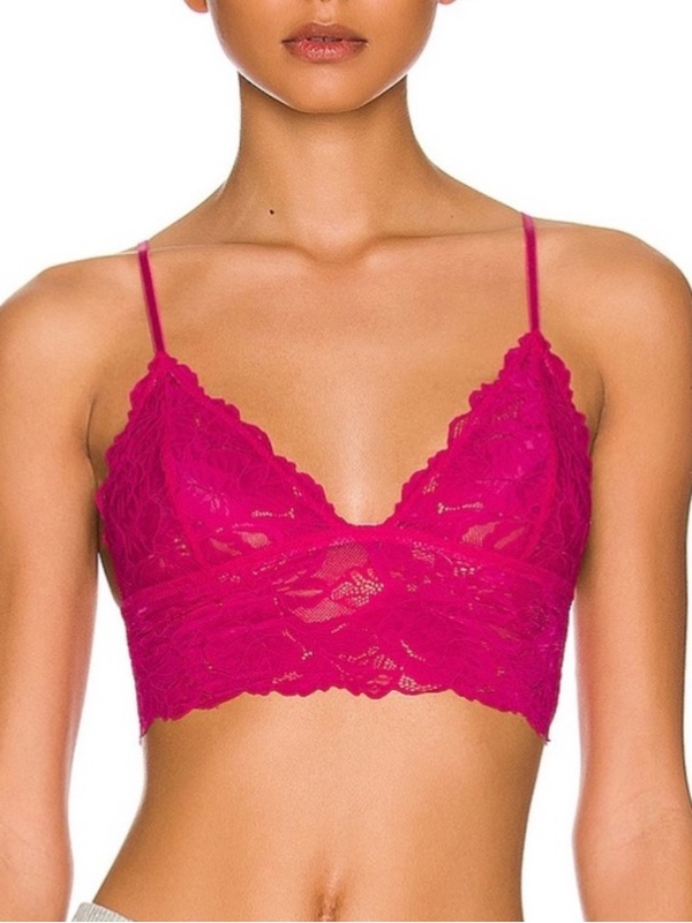 NWT Free People Intimates Hot Pink Lace Bralette “pink peacock” Size Medium